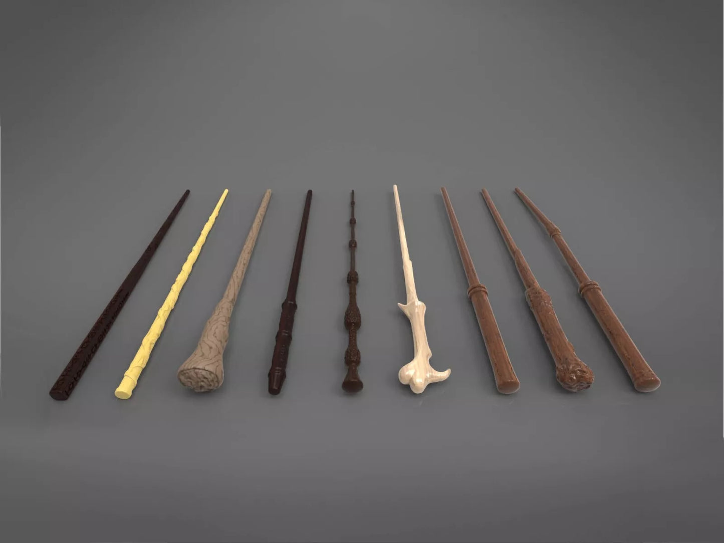 3D Printed Harry Potter Wands - hand painted